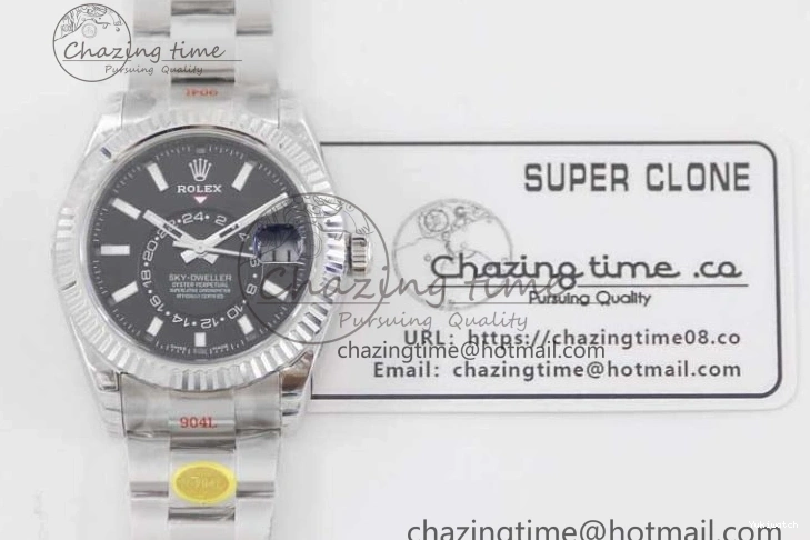 to Best 1:1 Noob 23J Black Dial 326934 on SS Bracelet 904L Sky-Dweller SS Asian 9001 Edition 0705